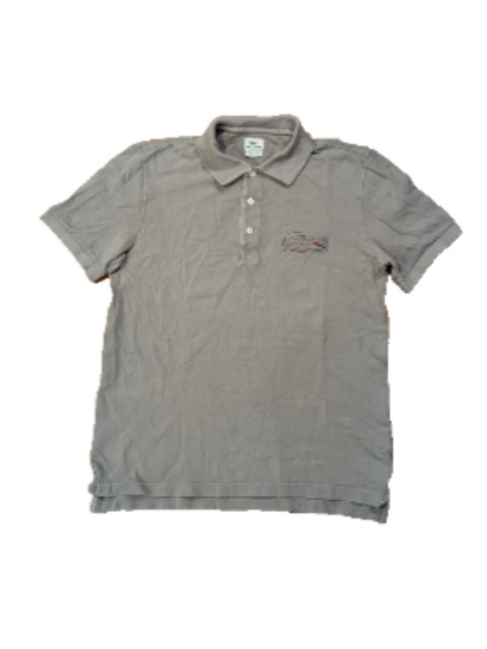 Lacoste Polo Big Croc Shirt Mens Size 4 Casual Gray Short Sleeve Cotton Golf
